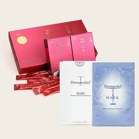 (預售中,11月出貨) 美肌養氣組合:JEJUWELLING韓國濟州島紅海參修復飲一盒+透明酸保濕面膜(10片*2盒)